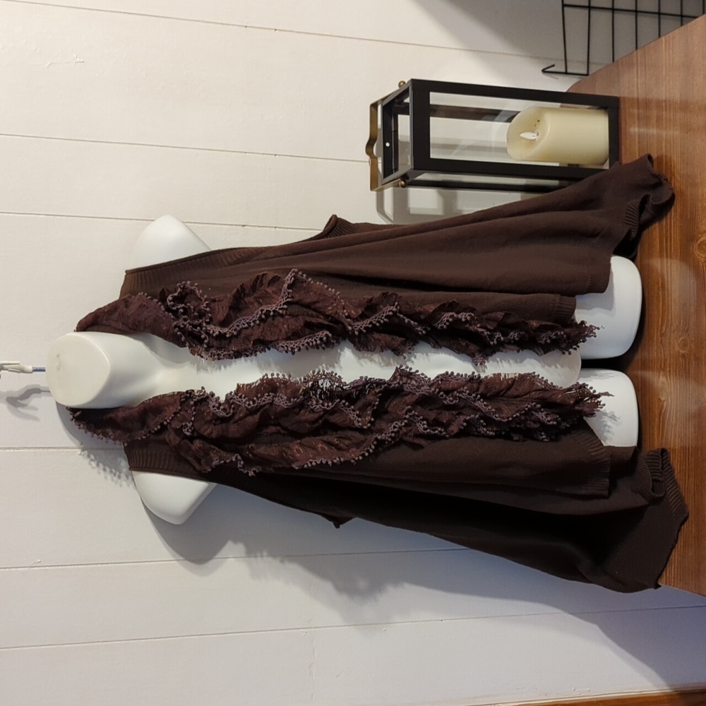 WOMEN'S ADORE BROWN VARDIGAN VEST OPEN FRONT SZ M